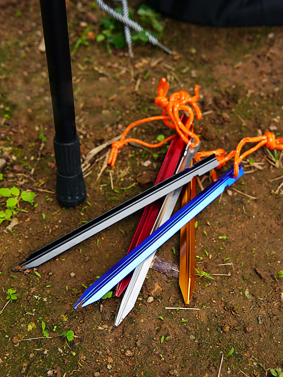 Clavo de tierra triangular MA-WY-011, accesorio para carpas de exterior, clavo de tierra de aleación de aluminio, clavo de tierra reforzado para toldo, clavo de tierra de refuerzo a prueba de viento con cuerda