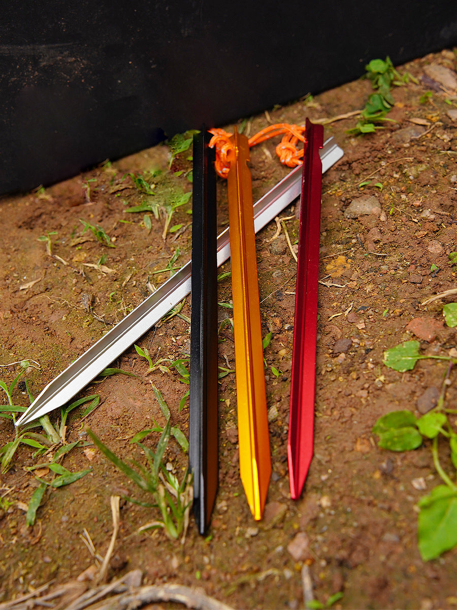 Prego de aterramento triangular de 23 cm MA-WY-021 acessórios para barracas ao ar livre prego de aterramento de liga de alumínio reforçado com dossel à prova de vento prego de aterramento com corda