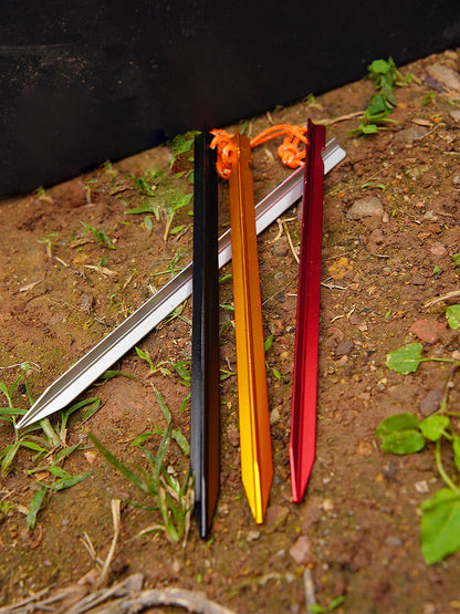 Prego de aterramento triangular de 23 cm MA-WY-021 acessórios para barracas ao ar livre prego de aterramento de liga de alumínio reforçado com dossel à prova de vento prego de aterramento com corda