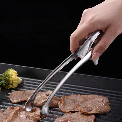 Pinza para barbacoa de acero inoxidable 304 para exteriores, pinza para barbacoa MA-WY-039, pinza para pan, pinza para filete de comida partida en negro, pinza para comida