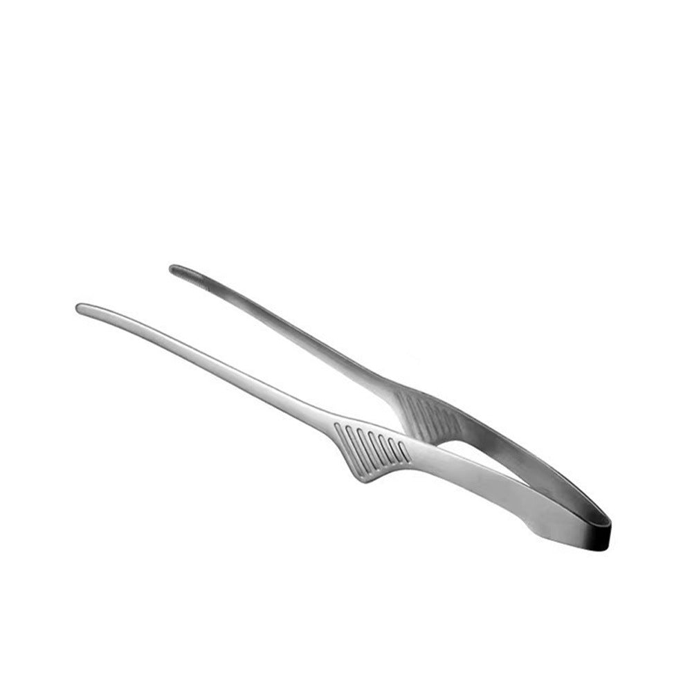 Pinza para barbacoa de acero inoxidable 304 para exteriores, pinza para barbacoa MA-WY-039, pinza para pan, pinza para filete de comida partida en negro, pinza para comida