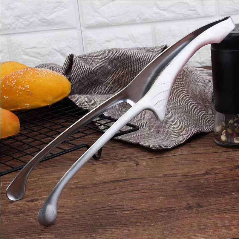 Pinza para barbacoa de acero inoxidable 304 para exteriores, pinza para barbacoa MA-WY-039, pinza para pan, pinza para filete de comida partida en negro, pinza para comida
