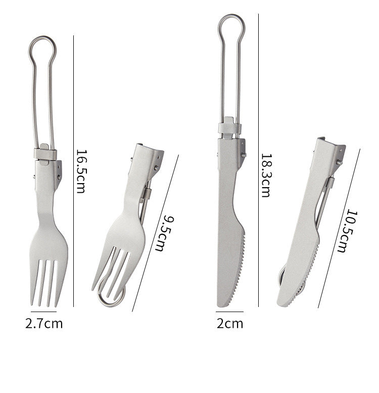 Outdoor pure titanium MA-XXT-006 folding spoon fork set camping portable titanium tableware soup spoon fork titanium alloy metal chopsticks spoon fork