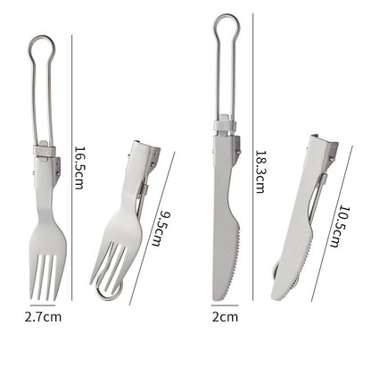 Outdoor pure titanium MA-XXT-006 folding spoon fork set camping portable titanium tableware soup spoon fork titanium alloy metal chopsticks spoon fork