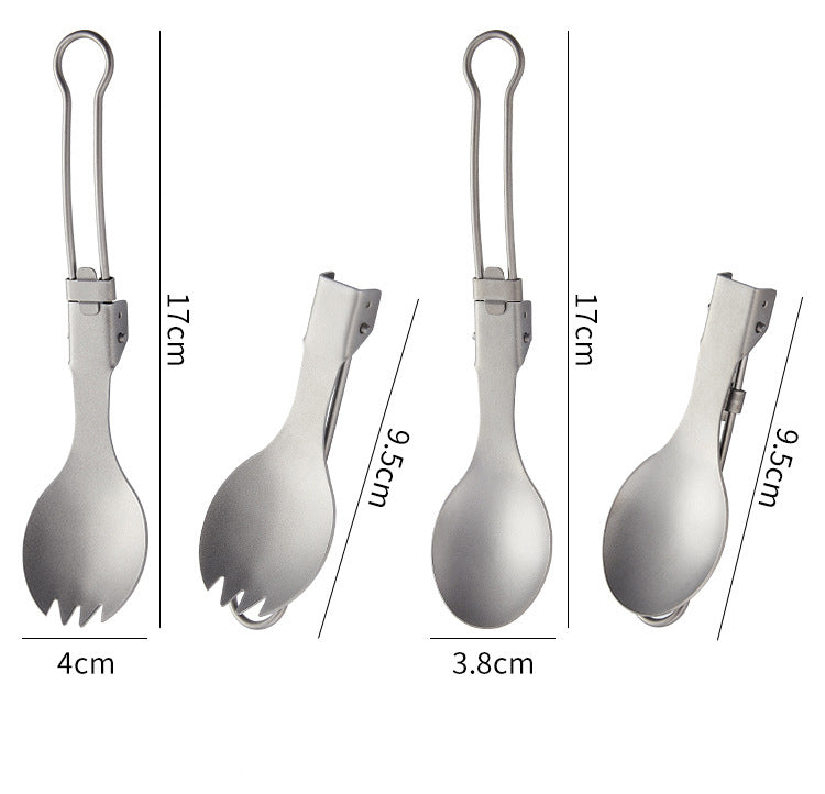 Outdoor pure titanium MA-XXT-006 folding spoon fork set camping portable titanium tableware soup spoon fork titanium alloy metal chopsticks spoon fork