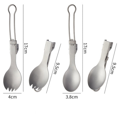 Outdoor pure titanium MA-XXT-006 folding spoon fork set camping portable titanium tableware soup spoon fork titanium alloy metal chopsticks spoon fork