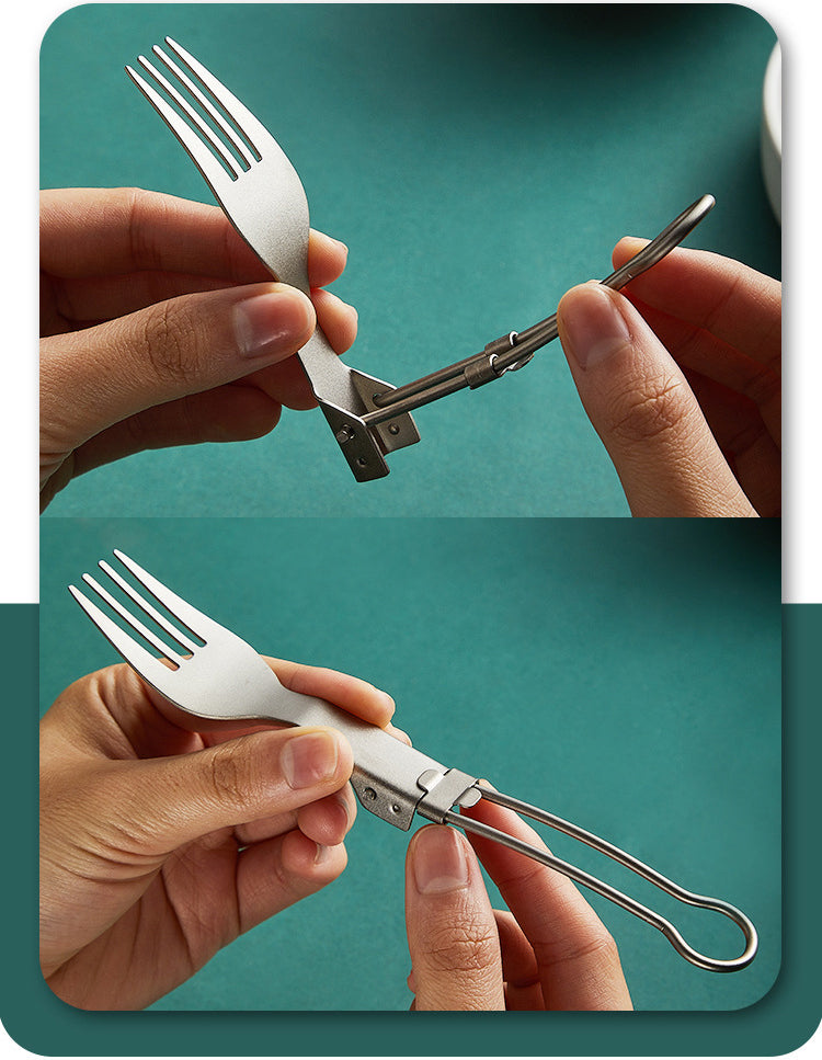 Outdoor pure titanium MA-XXT-006 folding spoon fork set camping portable titanium tableware soup spoon fork titanium alloy metal chopsticks spoon fork