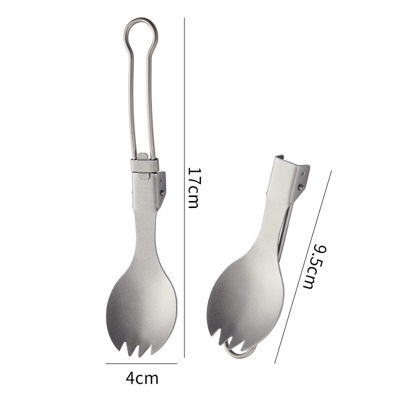 Outdoor pure titanium MA-XXT-006 folding spoon fork set camping portable titanium tableware soup spoon fork titanium alloy metal chopsticks spoon fork