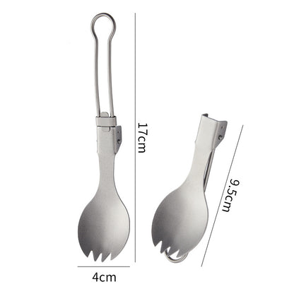 Outdoor pure titanium MA-XXT-006 folding spoon fork set camping portable titanium tableware soup spoon fork titanium alloy metal chopsticks spoon fork