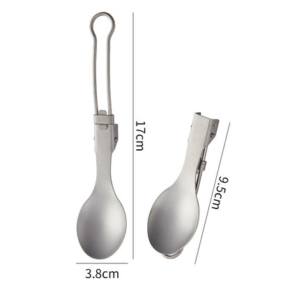 Outdoor pure titanium MA-XXT-006 folding spoon fork set camping portable titanium tableware soup spoon fork titanium alloy metal chopsticks spoon fork