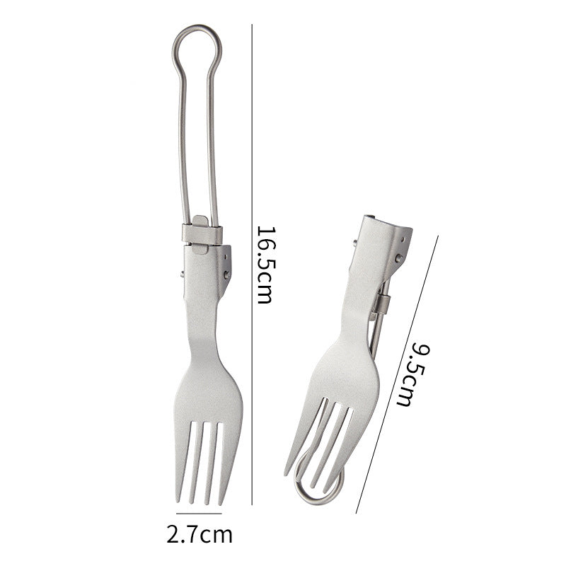 Outdoor pure titanium MA-XXT-006 folding spoon fork set camping portable titanium tableware soup spoon fork titanium alloy metal chopsticks spoon fork