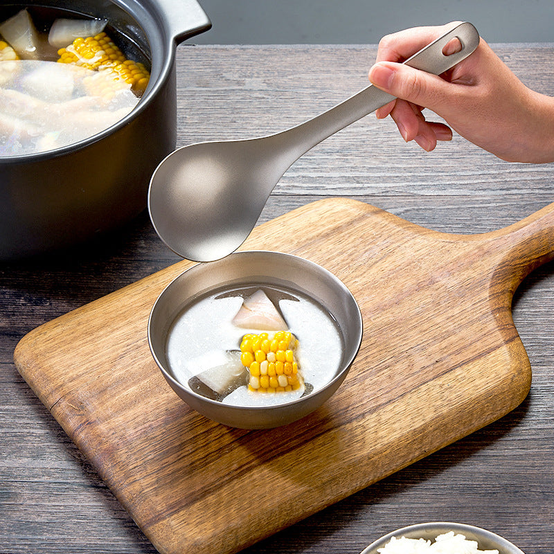 Colher de titânio puro, MA-XXT-010, classificação de pratos, colher de congee, colher doméstica, macarrão, colher de titânio