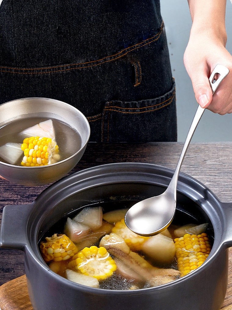 Colher de titânio puro, MA-XXT-010, classificação de pratos, colher de congee, colher doméstica, macarrão, colher de titânio