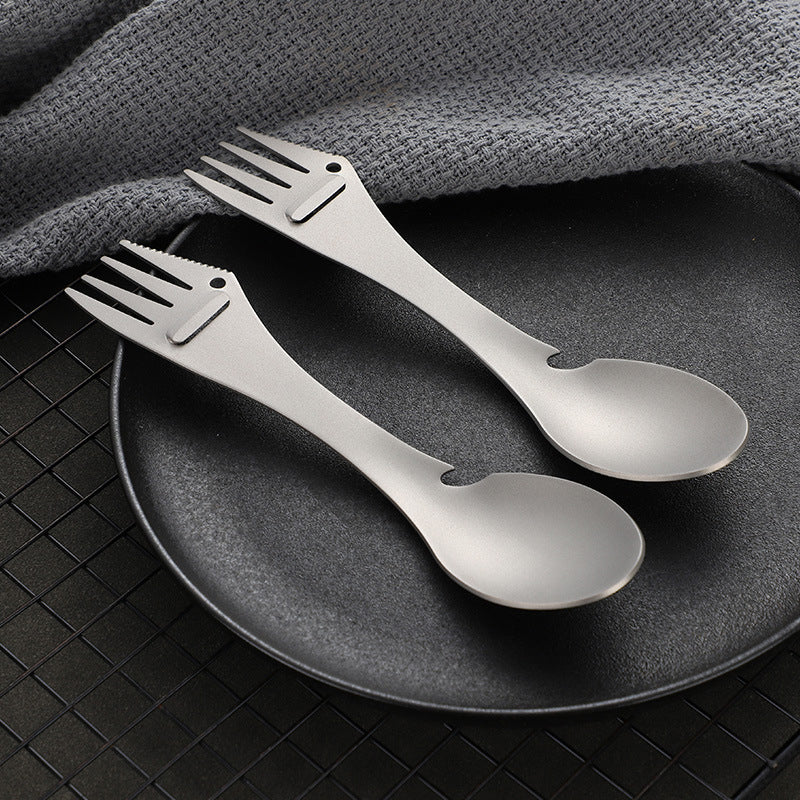 Outdoor camping MA-XXT-014 portable multifunctional ta1 pure titanium and titanium alloy picnic tableware knife, fork, spoon