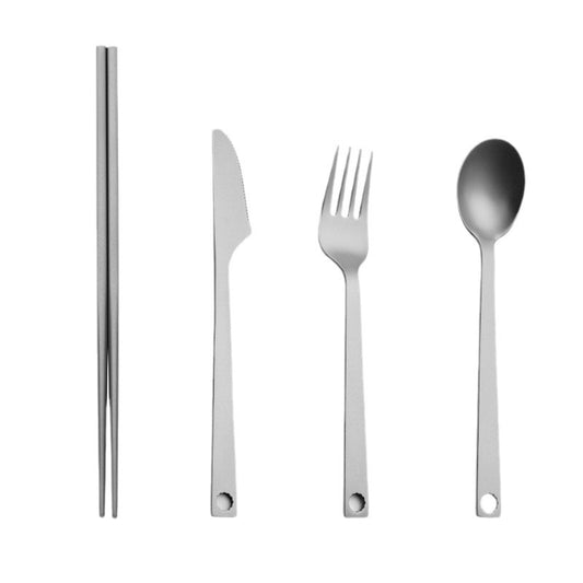 Four piece set of pure titanium tableware for home,MA-XXT-015 outdoor camping and picnicking. Set of cutlery, forks, spoons, and chopsticks