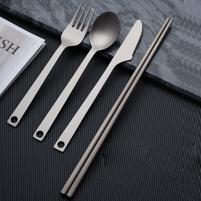 Four piece set of pure titanium tableware for home,MA-XXT-015 outdoor camping and picnicking. Set of cutlery, forks, spoons, and chopsticks