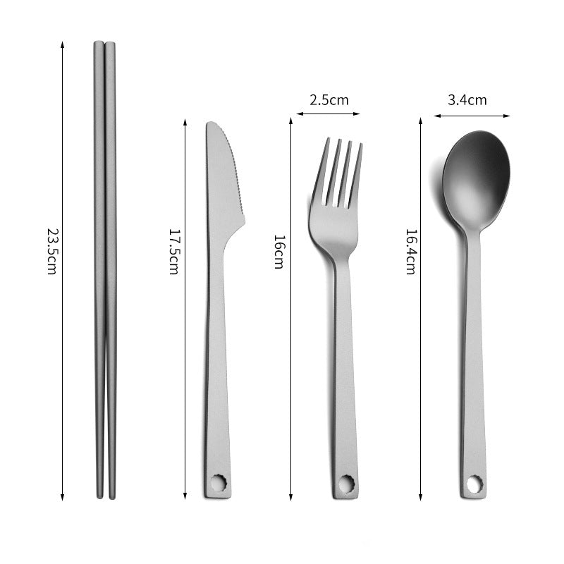 Four piece set of pure titanium tableware for home,MA-XXT-015 outdoor camping and picnicking. Set of cutlery, forks, spoons, and chopsticks
