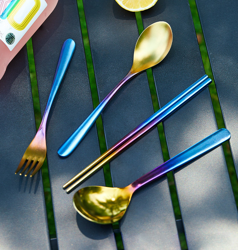 Pure titanium MA-XXT-016 outdoor home gradient color cutlery, forks, spoons, chopsticks, hiking portable travel tableware