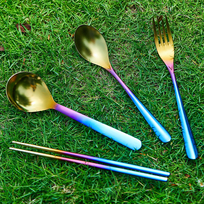 Pure titanium MA-XXT-016 outdoor home gradient color cutlery, forks, spoons, chopsticks, hiking portable travel tableware