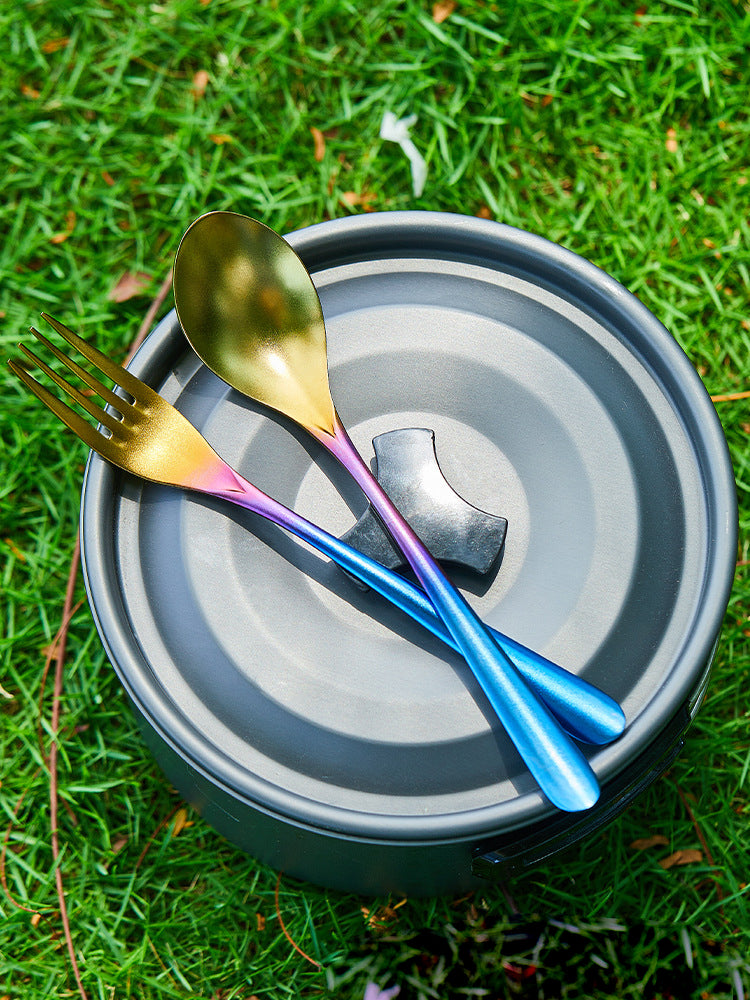 Pure titanium MA-XXT-016 outdoor home gradient color cutlery, forks, spoons, chopsticks, hiking portable travel tableware