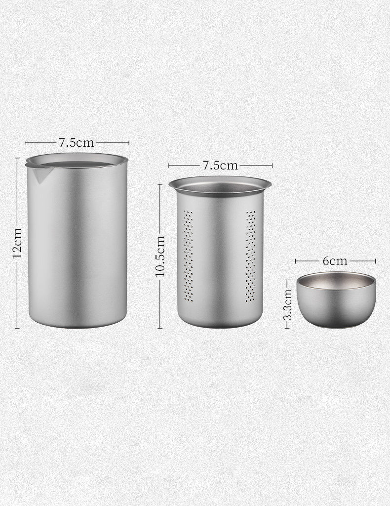 Pure titanium travel tea set, MA-XXT-023 outdoor kung fu set, portable Kuaike cup, household simple double-layer tea pot, portable