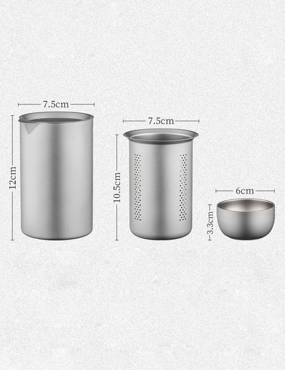 Pure titanium travel tea set, MA-XXT-023 outdoor kung fu set, portable Kuaike cup, household simple double-layer tea pot, portable
