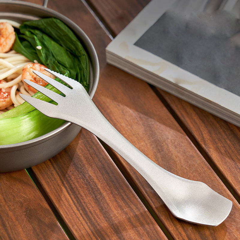 Outdoor pure titanium spoon,MA-XXT-027 knife fork spoon, three purpose titanium fork knife, lightweight integrated and portable camping titanium tableware