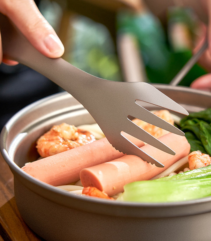 Outdoor pure titanium spoon,MA-XXT-027 knife fork spoon, three purpose titanium fork knife, lightweight integrated and portable camping titanium tableware