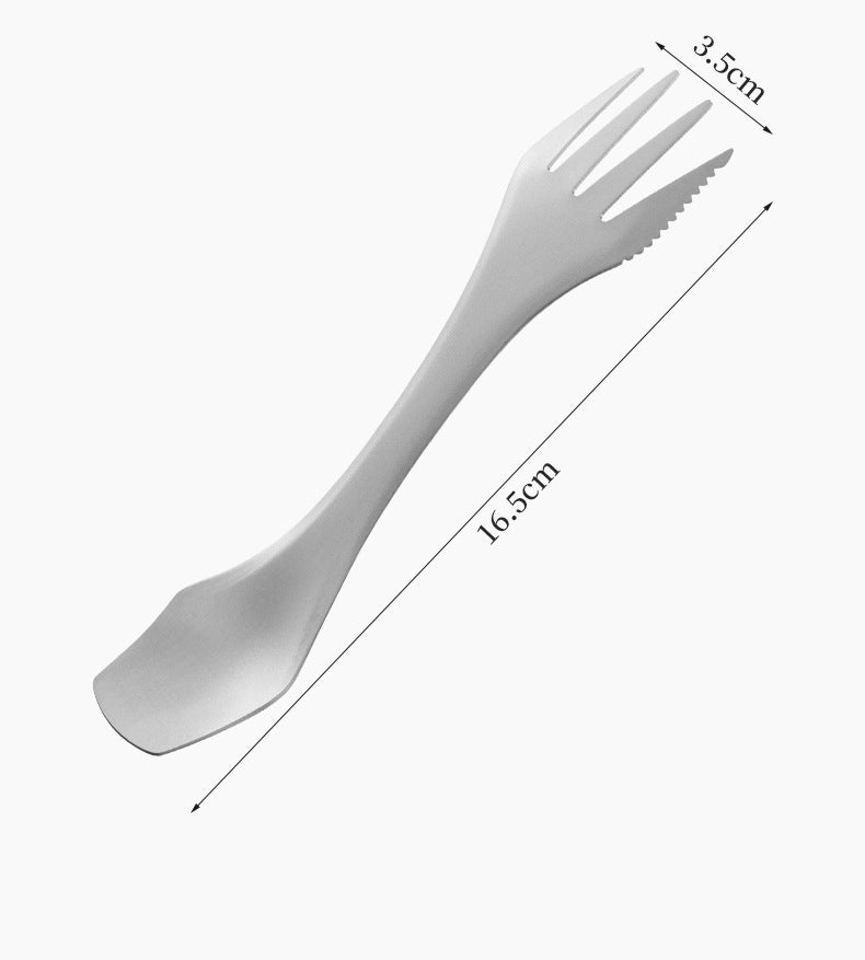 Outdoor pure titanium spoon,MA-XXT-027 knife fork spoon, three purpose titanium fork knife, lightweight integrated and portable camping titanium tableware
