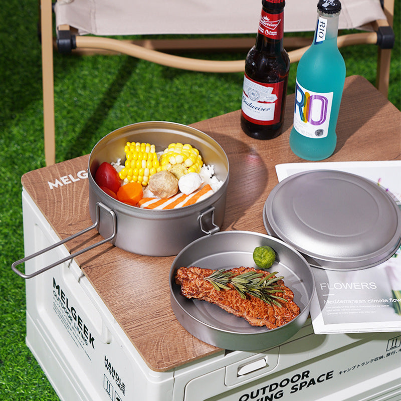 Pure titanium travel portable outdoor lunch box, MA-XXT-030 student camping lunch box, fresh-keeping box, double-layer lunch box