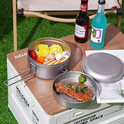 Pure titanium travel portable outdoor lunch box, MA-XXT-030 student camping lunch box, fresh-keeping box, double-layer lunch box