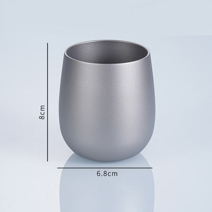 Pure titanium goose egg cup, MA-XXT-031 simple cup, natural color mouth cup, restaurant thick beer cup, double-layer insulated home drinking tea cup
