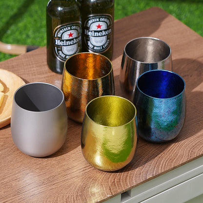 Pure titanium goose egg cup, MA-XXT-031 simple cup, natural color mouth cup, restaurant thick beer cup, double-layer insulated home drinking tea cup