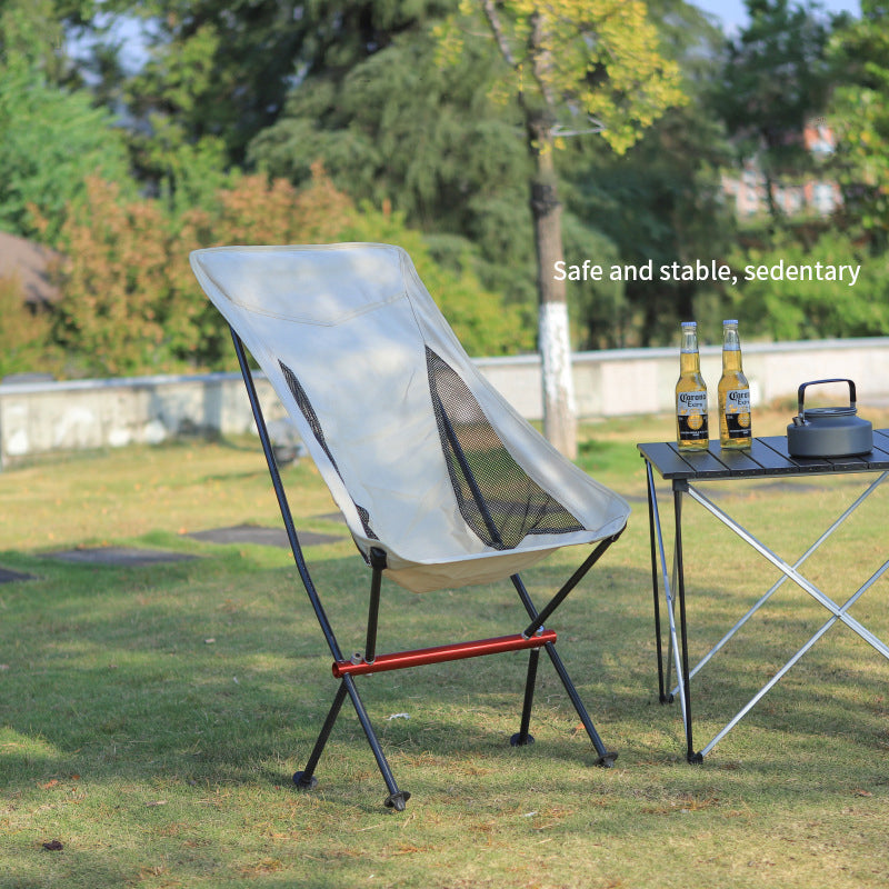 MA-YJ-004 Silla plegable portátil para exteriores de aleación de aluminio para aviación, silla tipo luna, silla para acampar con soporte de aluminio