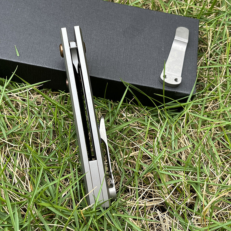 MASALONG 2026 D2 Steel Titanium Handle EDC Folding Utility Tool - Sandblasted KNI-FD-011