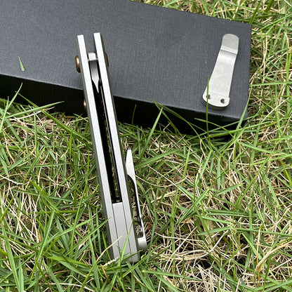 MASALONG 2026 D2 Steel Titanium Handle EDC Folding Utility Tool - Sandblasted KNI-FD-011