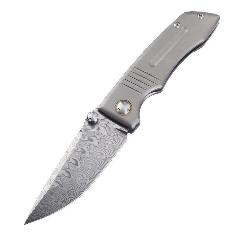 MASALONG VG10 Damascus Steel Blade Titanium Tc4 handle EDC Folding Knife - Outdoor Utility KNI-FD-033