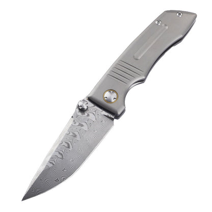 MASALONG VG10 Damascus Steel Blade Titanium Tc4 handle EDC Folding Knife - Outdoor Utility KNI-FD-033
