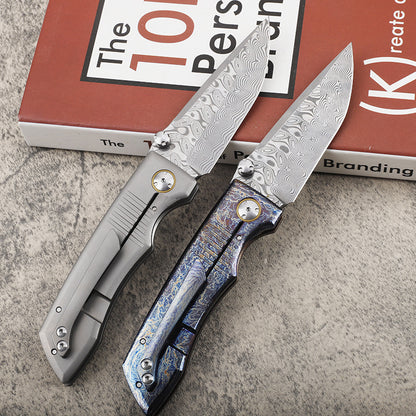 MASALONG VG10 Damascus Steel Blade Titanium Tc4 handle EDC Folding Knife - Outdoor Utility KNI-FD-033