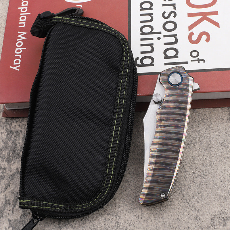 MASALONG VG10 Steel EDC Folding Knife - Fire Pattern TC4 Titanium Handle KNI-FD-025