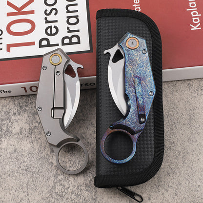 MASALONG 14C28N Steel Folding Karambit EDC Utility Knife -TC4 Titanium Handle KNI-FD-022