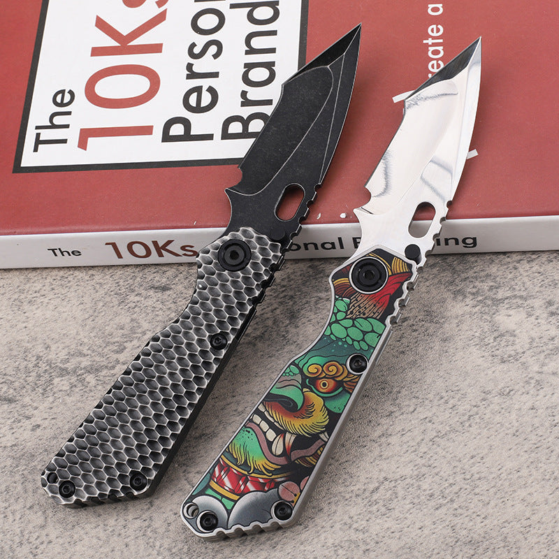 MASALONG D2 Steel Folding EDC Utility Knife - Titanium Handle Outdoor Tool Kni-fd-019