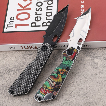 MASALONG D2 Steel Folding EDC Utility Knife - Titanium Handle Outdoor Tool Kni-fd-019