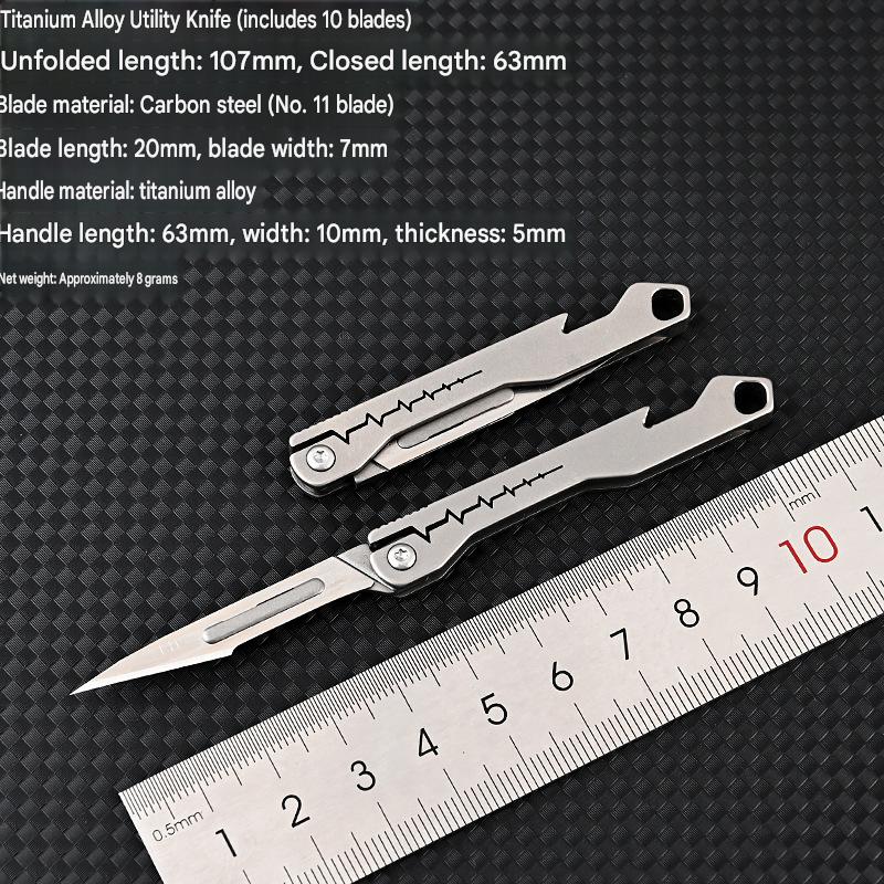 MASALONG Titanium EDC Folding Utility Knife - Quick Change Blade & Bottle Opener