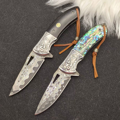MASALONG Damascus Steel Folding Pocket Knife - High Hardness EDC Utility