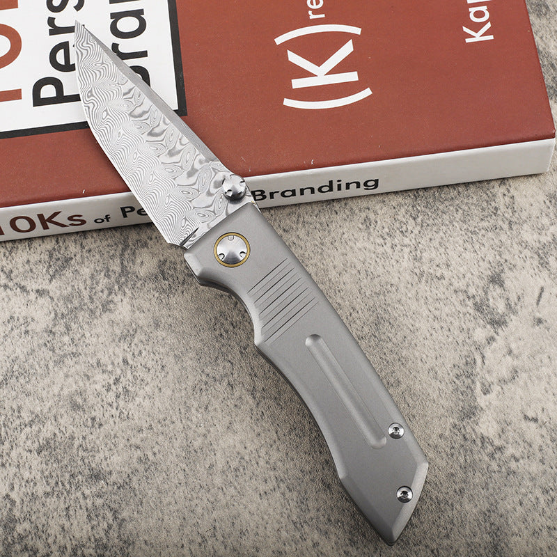 MASALONG VG10 Damascus Steel Blade Titanium Tc4 handle EDC Folding Knife - Outdoor Utility KNI-FD-033