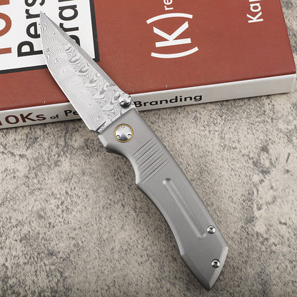 MASALONG VG10 Damascus Steel Blade Titanium Tc4 handle EDC Folding Knife - Outdoor Utility KNI-FD-033