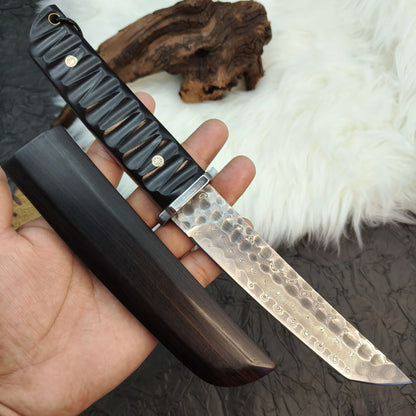 MASALONG Japanese Style Damascus VG10 Fixed Blade Knife - Full Tang Outdoor Utility