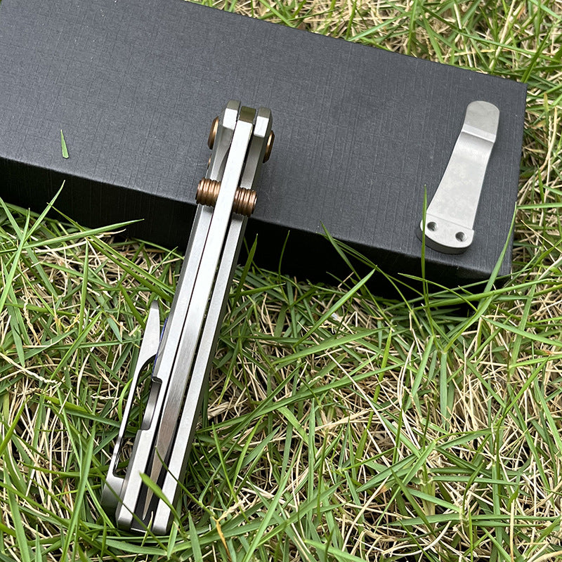 MASALONG 2026 D2 Steel Titanium Handle EDC Folding Utility Tool - Sandblasted KNI-FD-011