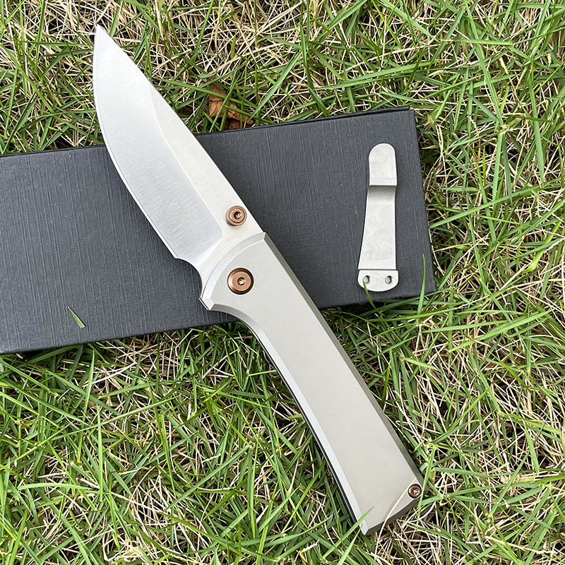 MASALONG 2026 D2 Steel Titanium Handle EDC Folding Utility Tool - Sandblasted KNI-FD-011